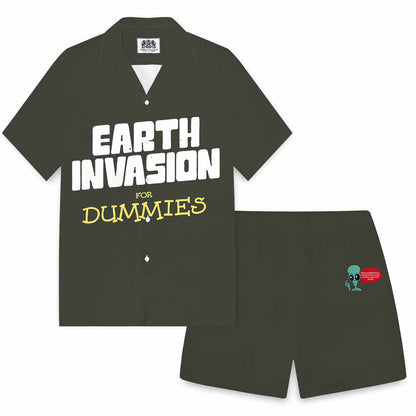 Earth Invasion For Dummies Camp Collar Short-Sleeved Shirt