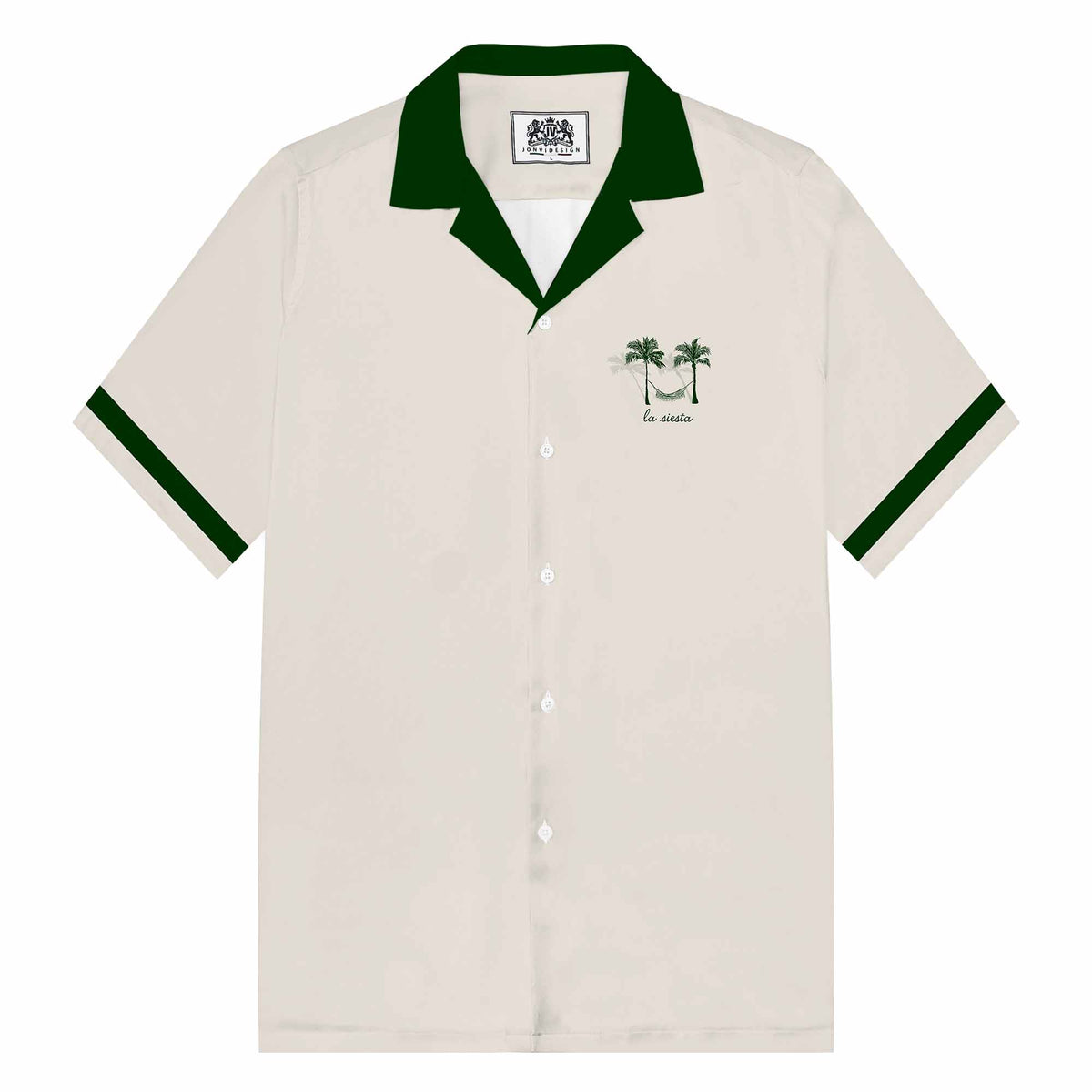 Coconut Tree Hammock Print Camp Collar Short-Sleeved Shirt