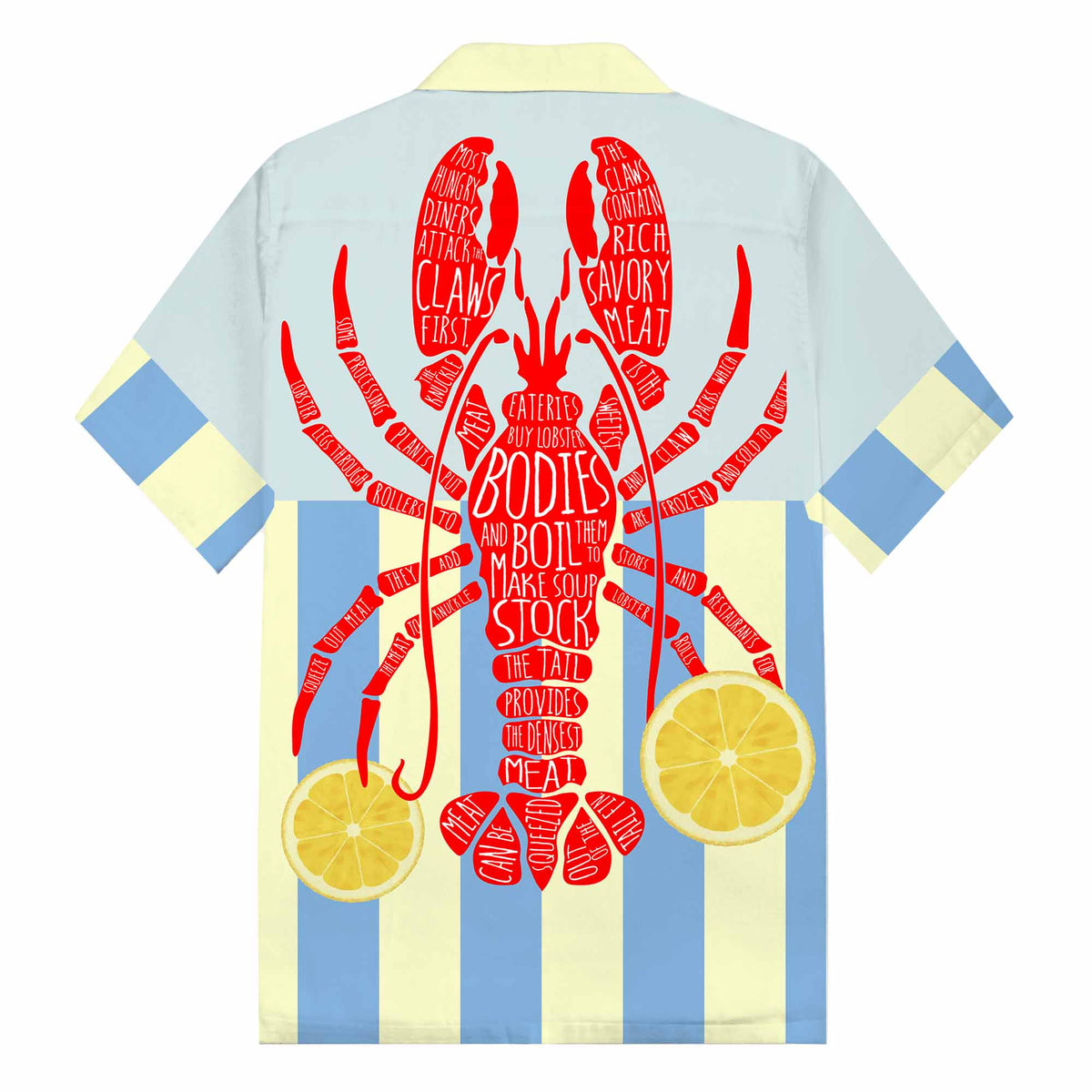 Lobster And Lemon Print Camp Collar Short-Sleeved Shirt