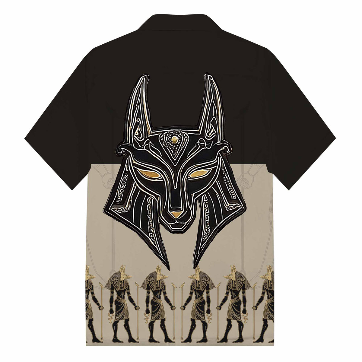 Ancient Egyptian Deity Anubis Camp Collar Short Sleeve Shirt