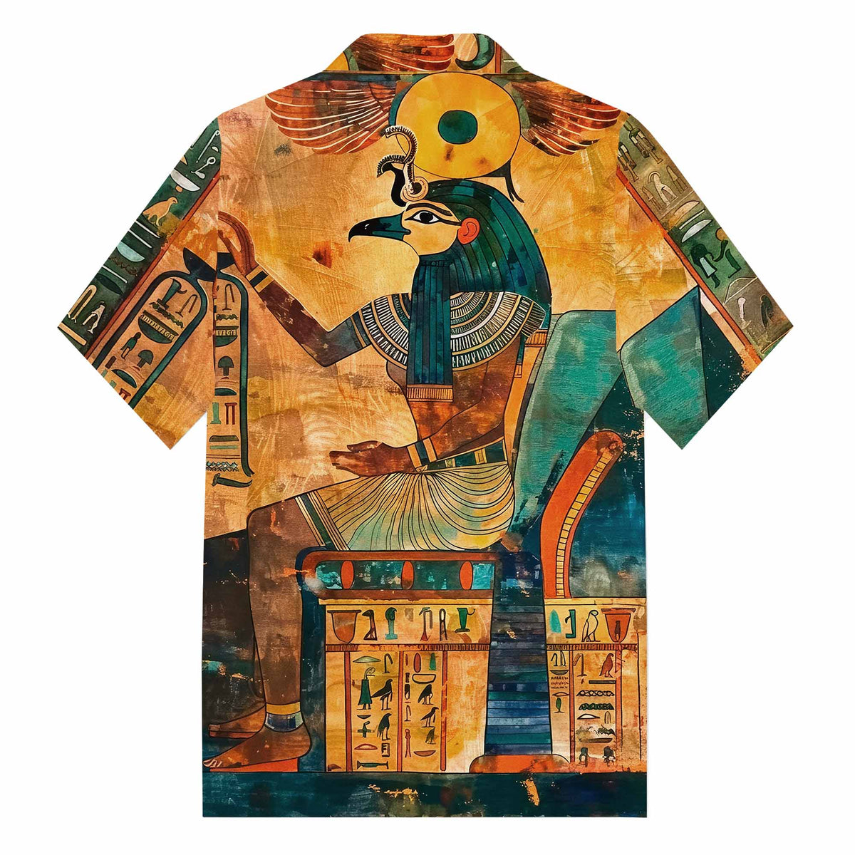 Men's Retro Egyptian Camp Collar Casual Short Sleeve Shirt