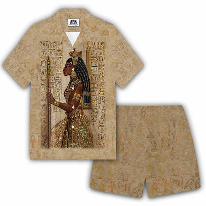 Vintage Ancient Egyptian Goddess Elastic Waist Shorts