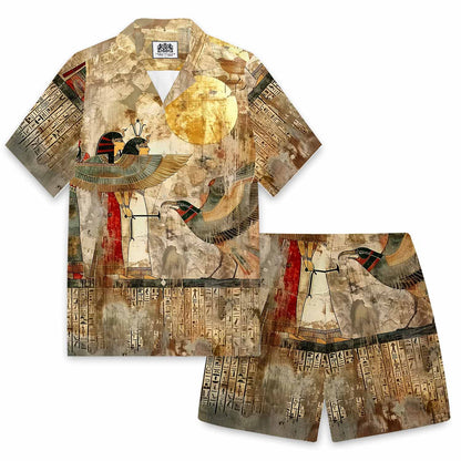 Ancient Egyptian Divine Gods Totem Vintage Pattern Elastic Waist Shorts