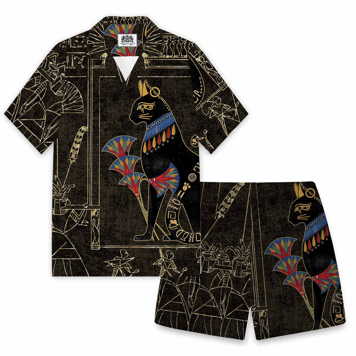 Ancient Egyptian Cat Mysterious Retro Elastic Waistband Shorts