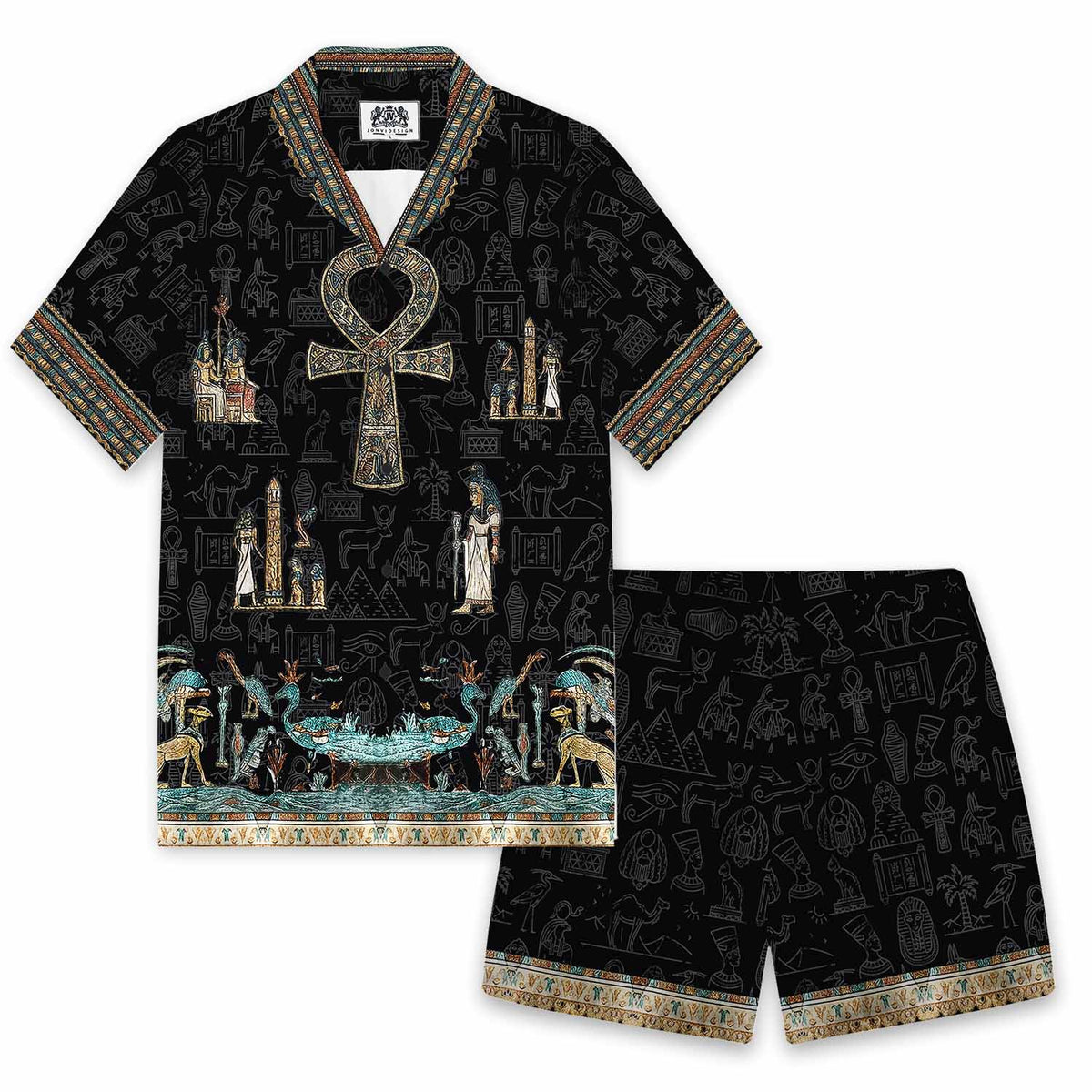Egyptian Ankh Vintage Elastic Waistband Casual Shorts