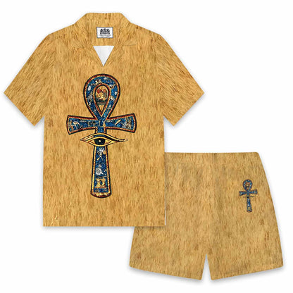 Men's Egyptian Ankh Pattern Casual Shorts