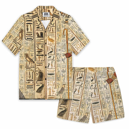 Egyptian Elements Vintage Printed Casual Short-Sleeved Shirt