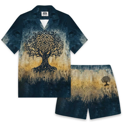 Viking Celtic Knot Tree of Life Art Elastic Waist Shorts
