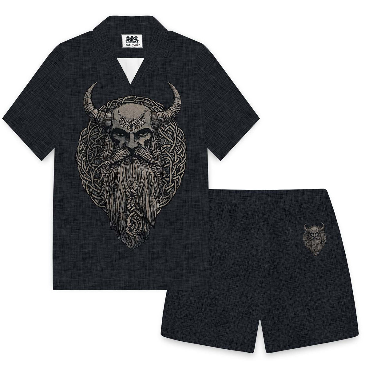 Men's Viking Print  Camp Collar Casual Short Sleeve Shirt Fashion Daily Basic Street Casual Daily