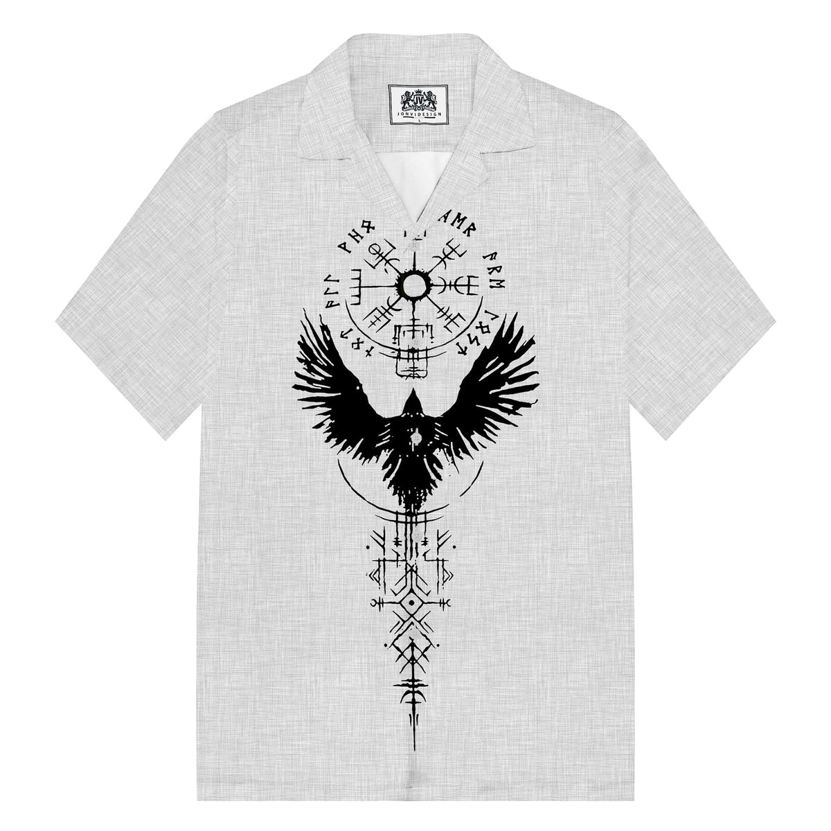Ancient Huginn Grows Viking Camp Collar Short Sleeve Shirt