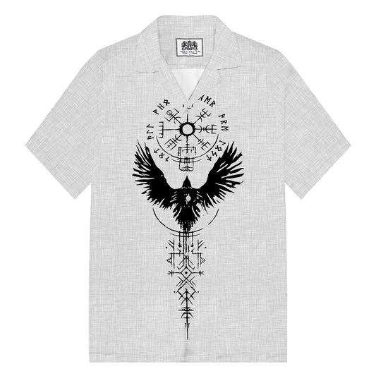 Ancient Huginn Grows Viking Camp Collar Short Sleeve Shirt