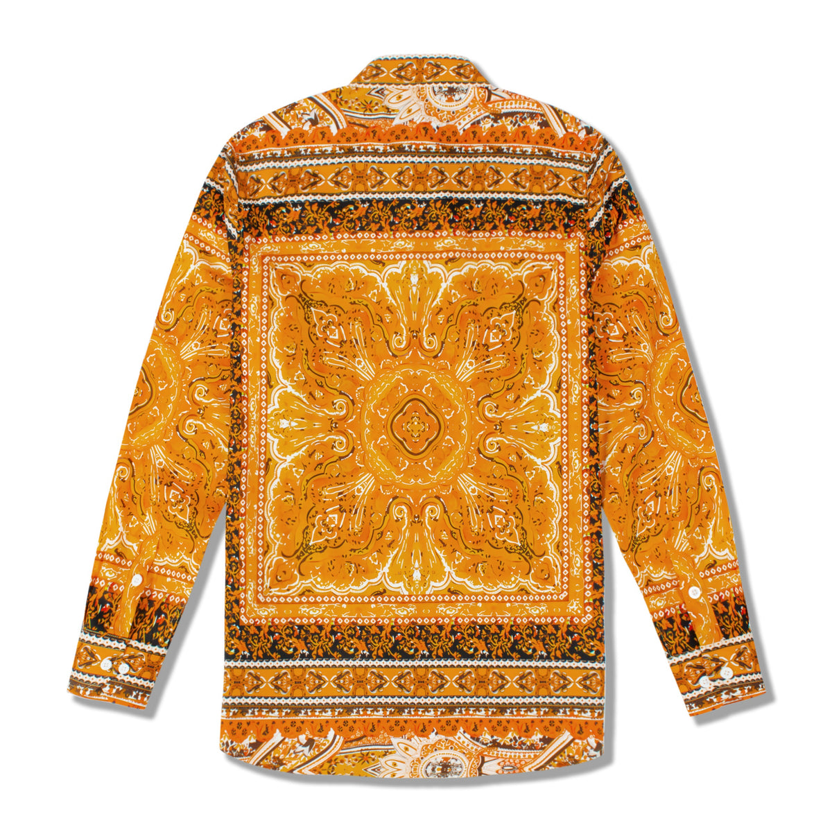 Floral Print Long Sleeve Button Down Shirt in Orange Jonvidesign