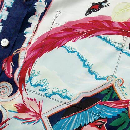 Floral Tropical Butterfly Pattern Short Sleeve Shirt Jonvidesign