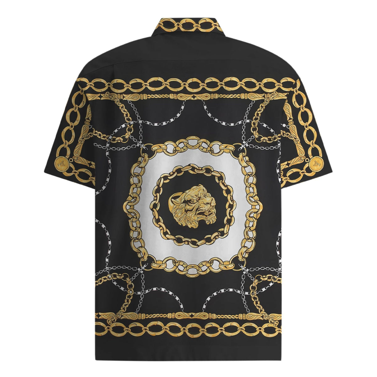 Gold Chain Pattern Short Sleeve Drop Shoulder Shirt Jonvidesign