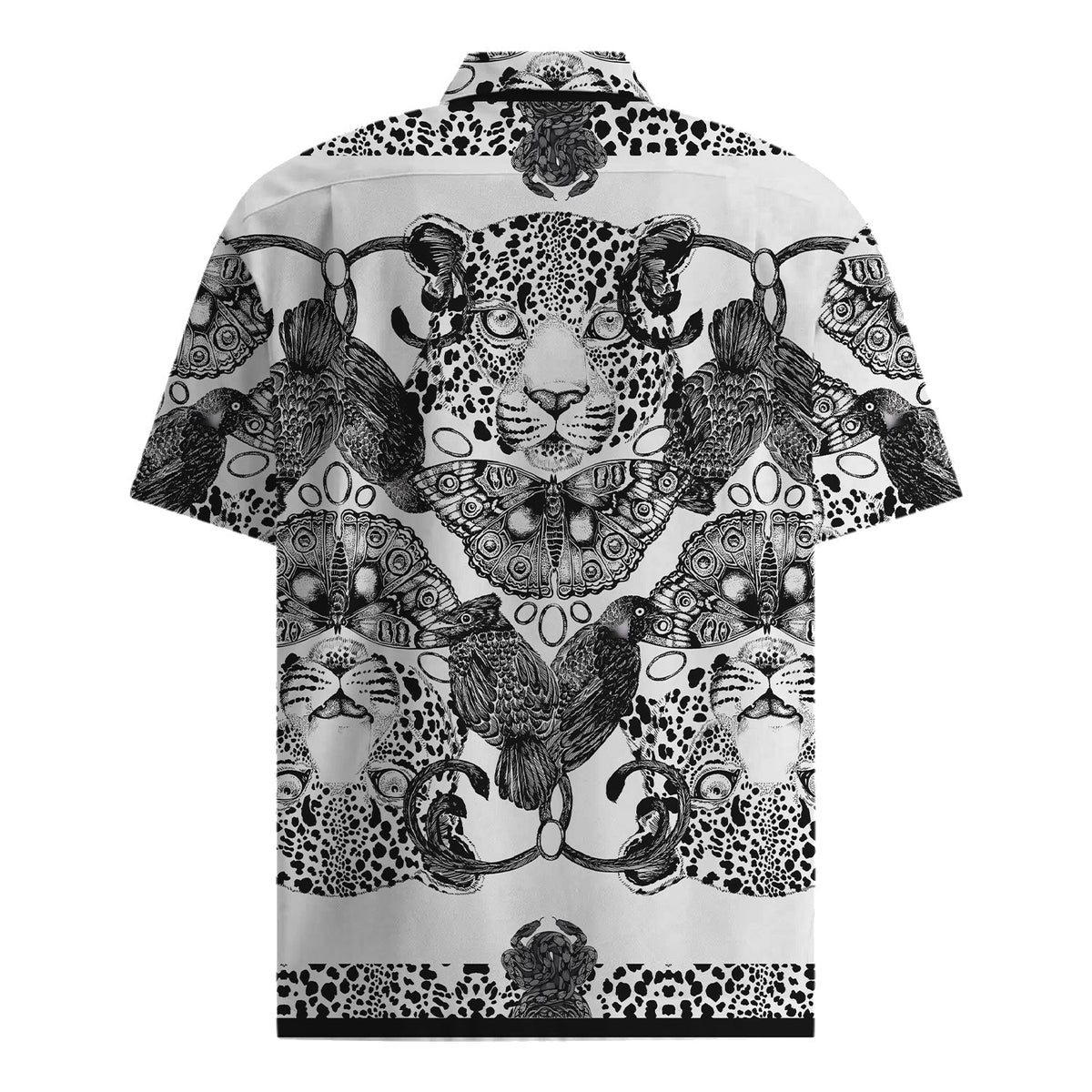 Leopard Print Short Sleeve Shirt in Black Jonvidesign