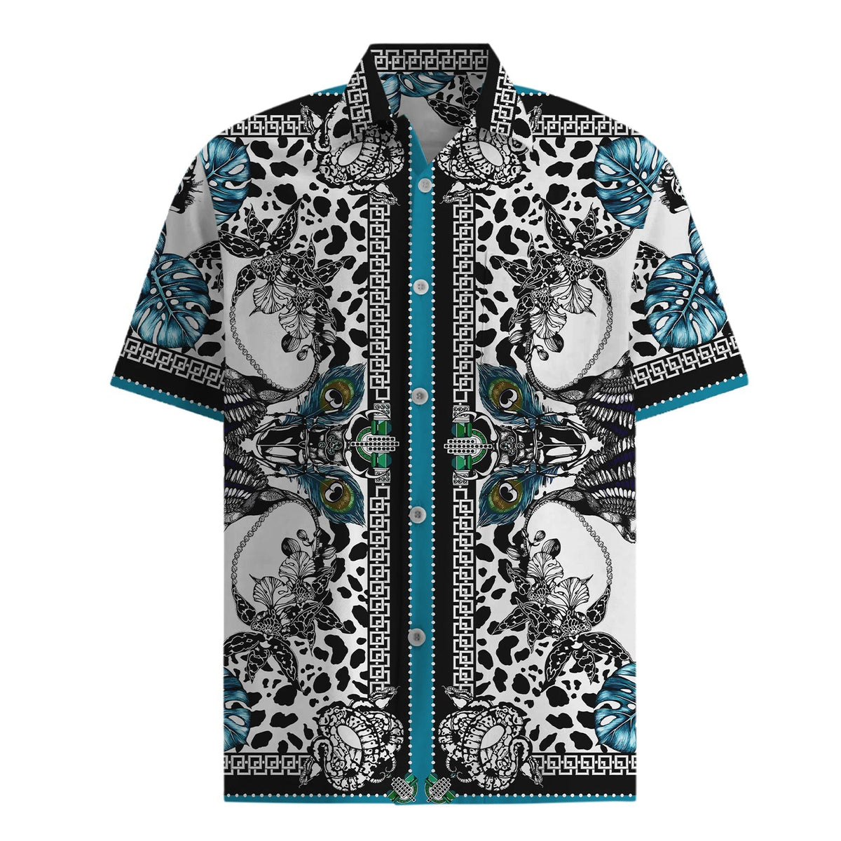 Leopard Print Short Sleeve Shirt in Black for Men Jonvidesign