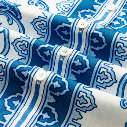 Paisley Design Short Sleeve Shirt for Men in Blue Jonvidesign