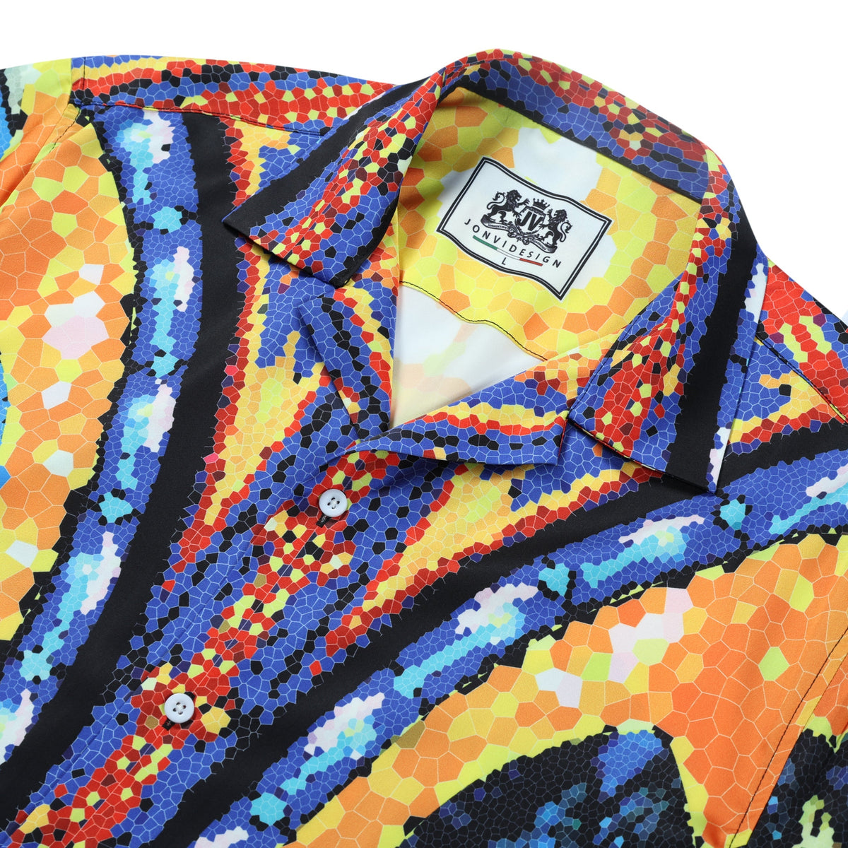 Perpetual Succour Pixel Pattern Short Sleeve Camp Collar Shirt Jonvidesign