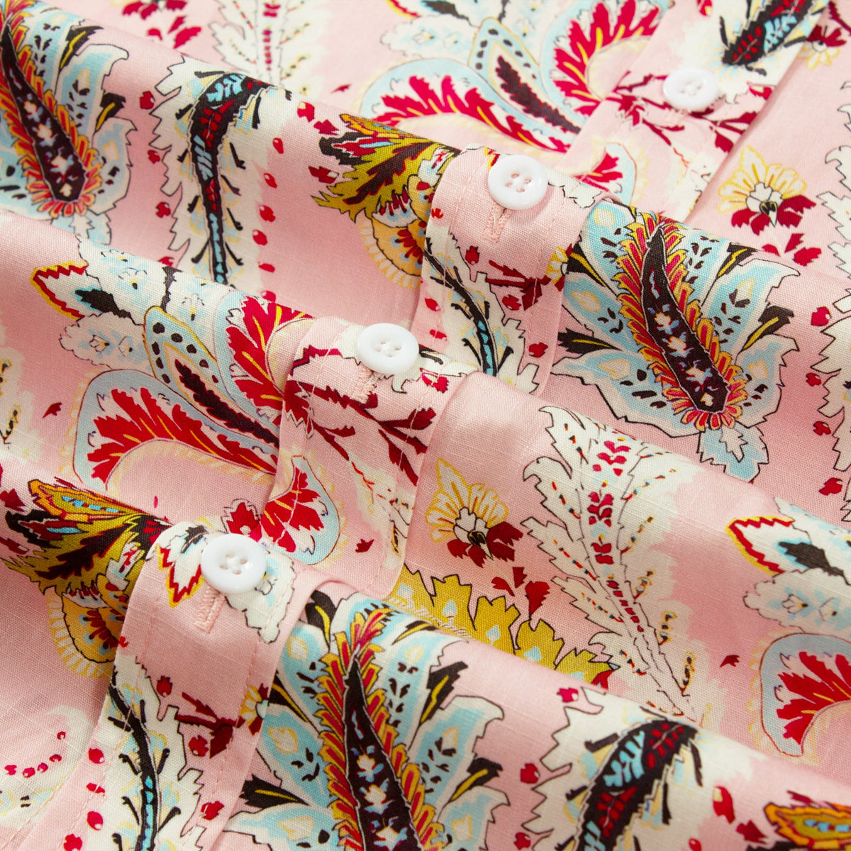 Pink Paisley Pattern Short Sleeve Shirt for Men Jonvidesign