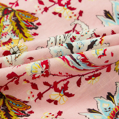 Pink Paisley Pattern Short Sleeve Shirt for Men Jonvidesign