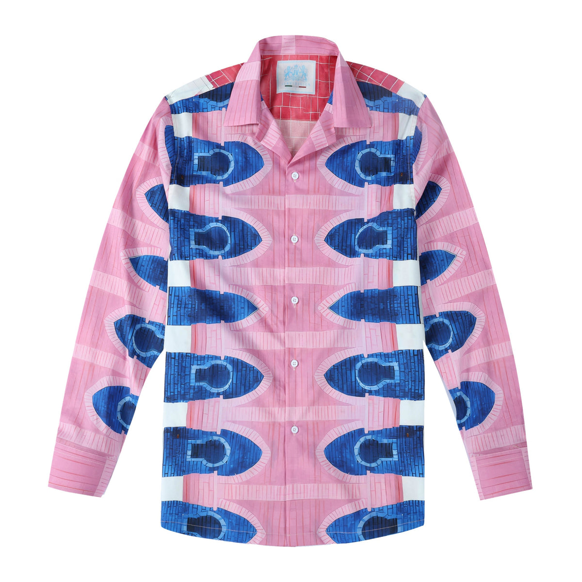 Pool Tile Pattern Long Sleeve Vacation Shirt Jonvidesign