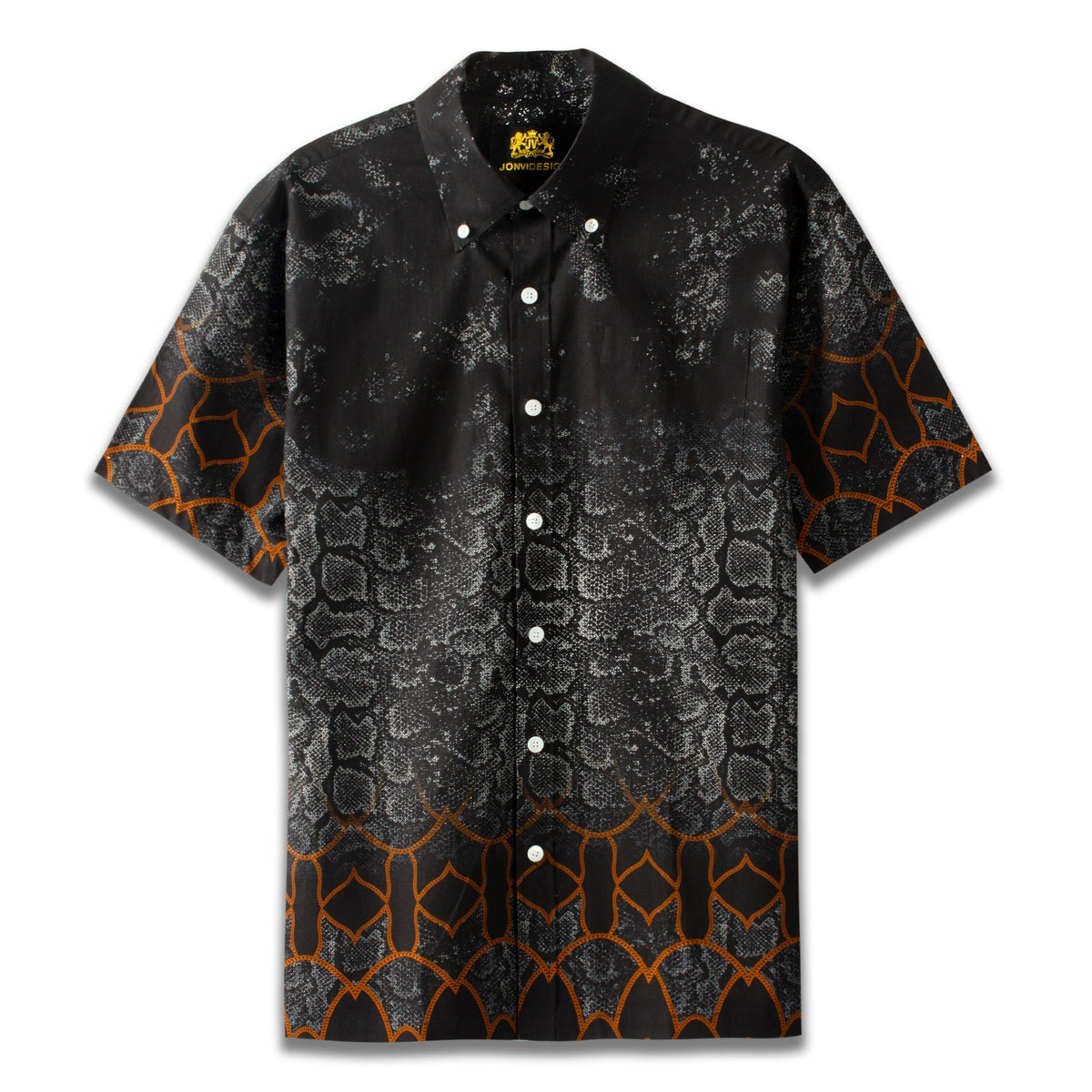 Snakeskin Print Short Sleeve Dress Shirt for Men Jonvidesign
