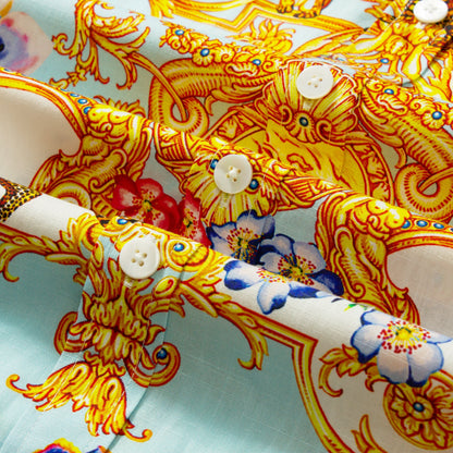 Tropical Baroque Floral Pattern Short Sleeve Shirt Jonvidesign