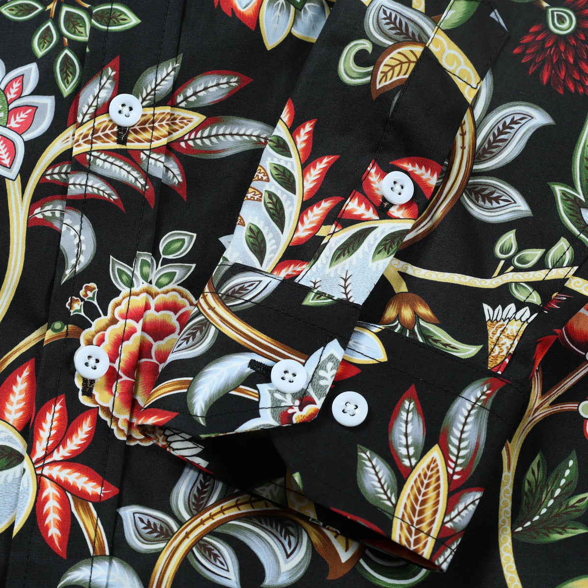 Tropical Floral Print Long Sleeve Button Down Casual Shirt Jonvidesign