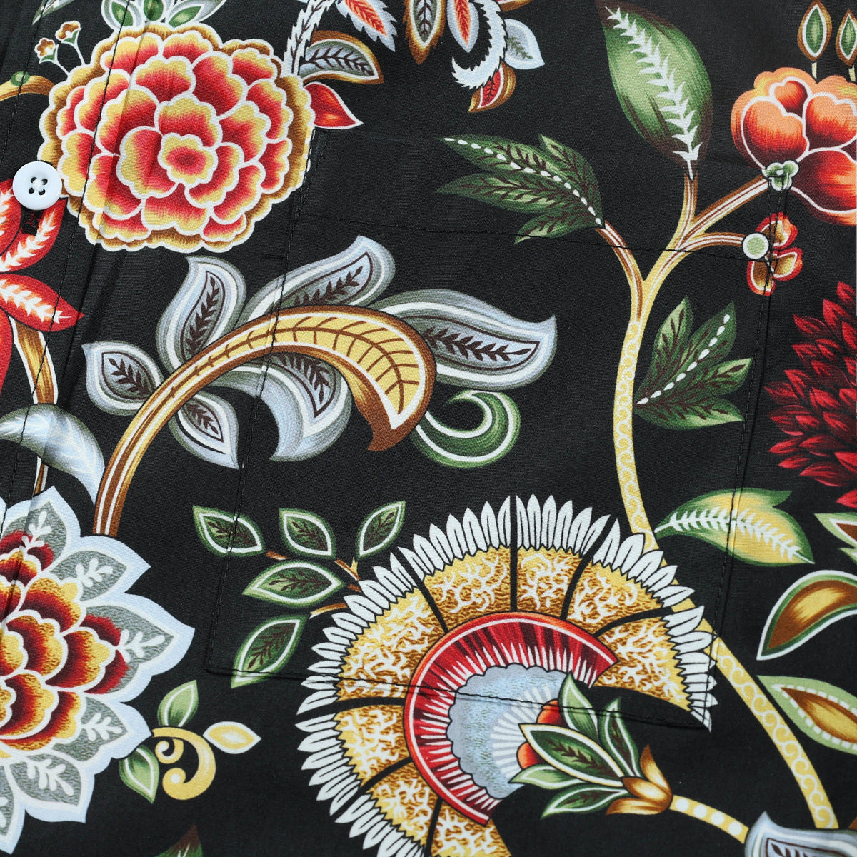 Tropical Floral Print Long Sleeve Button Down Casual Shirt Jonvidesign