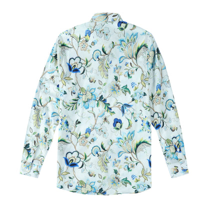 Vintage Floral Pattern Long Sleeve Button Down Shirt Jonvidesign