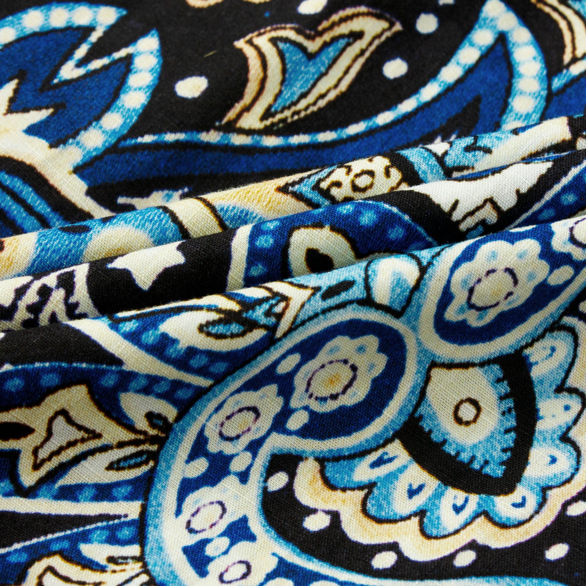 Vintage Paisley Pattern Short Sleeve Camp Shirt in Deep Blue Jonvidesign