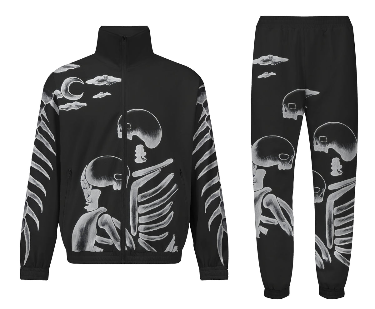 Centipede Skull Print Elastic Waist Sports Sweatshirt Pants