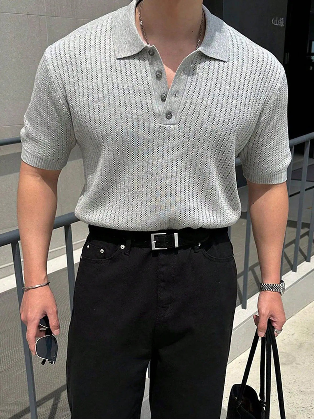 Men's Short‑Sleeve Polo Knit Top