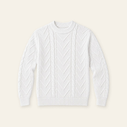 Classic Cable Knit Men's Crew Neck Sweater