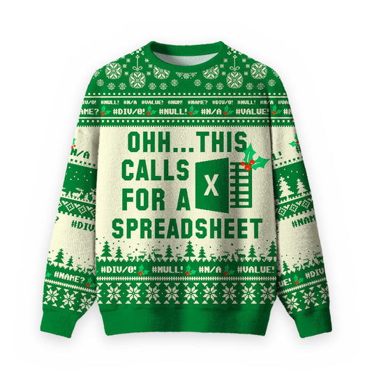 Ohh...This Calls for a Spreadsheet Ugly Christmas Fuzzy Fleece Sweatshirt