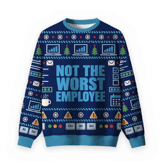 Average Worker Ugly Christmas Fuzzy Fleece Sweatshirt
