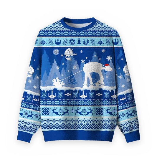 AT Snow Walker Christmas Ugly Christmas Fuzzy Fleece Sweatshirt
