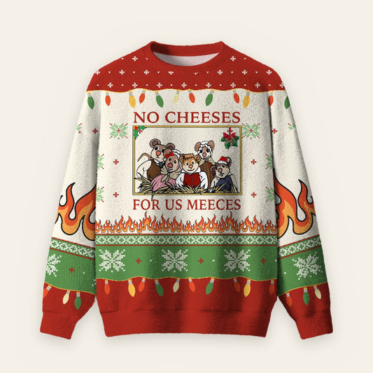 No Cheeses For Us Meece Ugly Christmas Fuzzy Fleece Sweatshirt