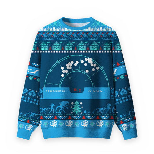 Alien Invasion Ugly Christmas Fuzzy Fleece Sweatshirt