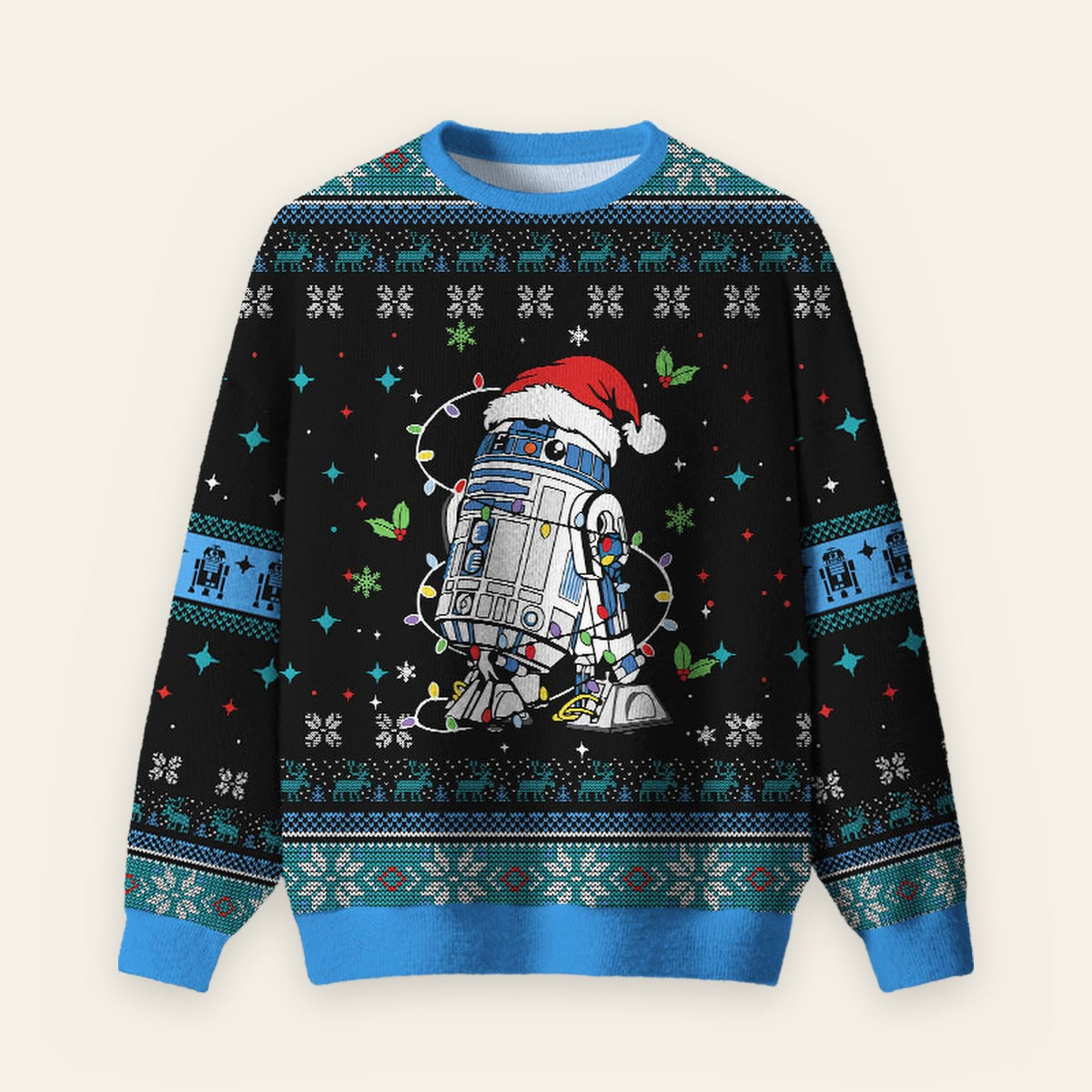 Robot Christmas Ugly Christmas Fuzzy Fleece Sweatshirt
