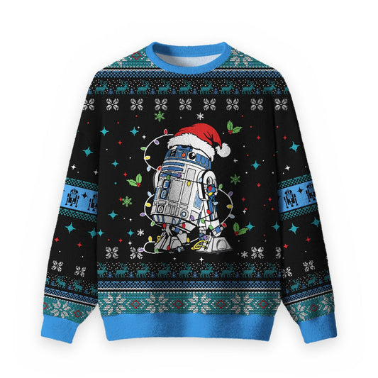 Robot Christmas Ugly Christmas Fuzzy Fleece Sweatshirt
