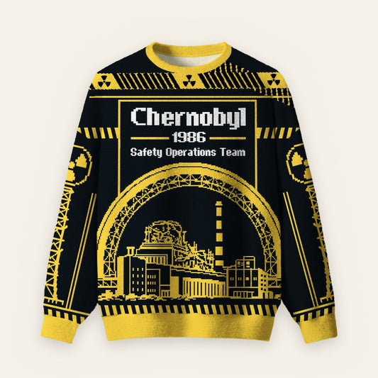 Chernobyl 1986 Safety Operation Team Ugly Christmas Fuzzy Fleece Sweatshirt