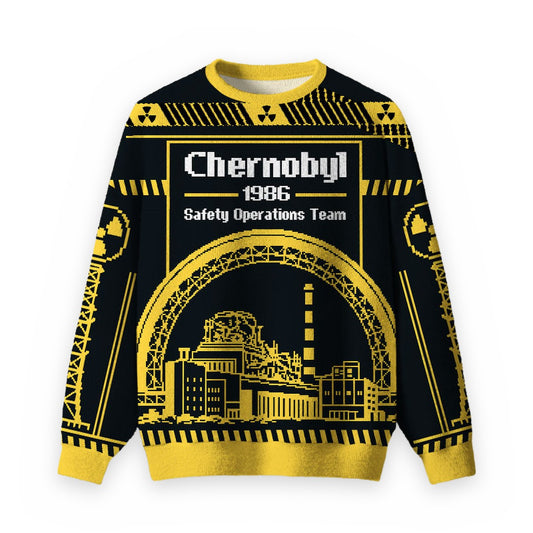Chernobyl 1986 Safety Operation Team Ugly Christmas Fuzzy Fleece Sweatshirt