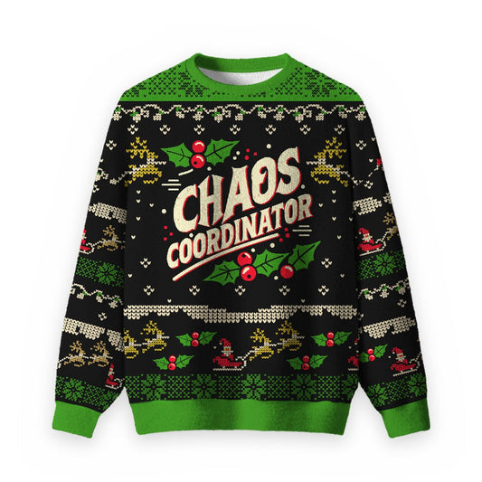 Holiday Chaos Coordinator Ugly Christmas Fuzzy Fleece Sweatshirt