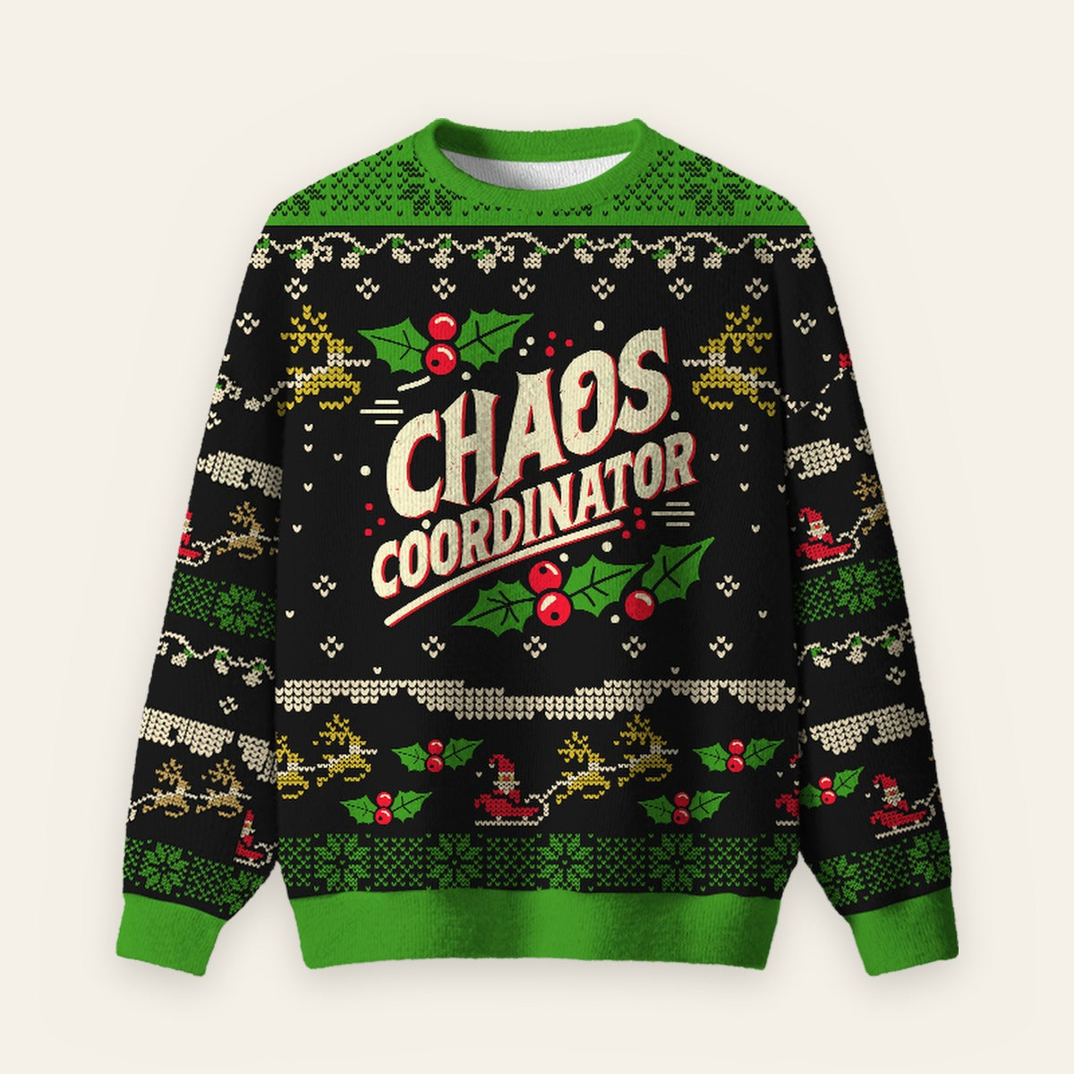 Holiday Chaos Coordinator Ugly Christmas Fuzzy Fleece Sweatshirt
