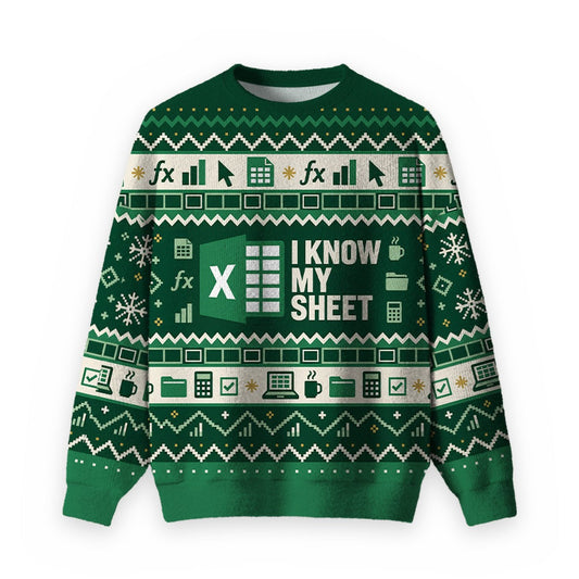 Excel Sheet Ugly Christmas Fuzzy Fleece Sweatshirt