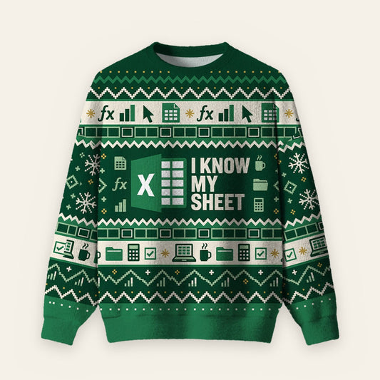 Excel Sheet Ugly Christmas Fuzzy Fleece Sweatshirt