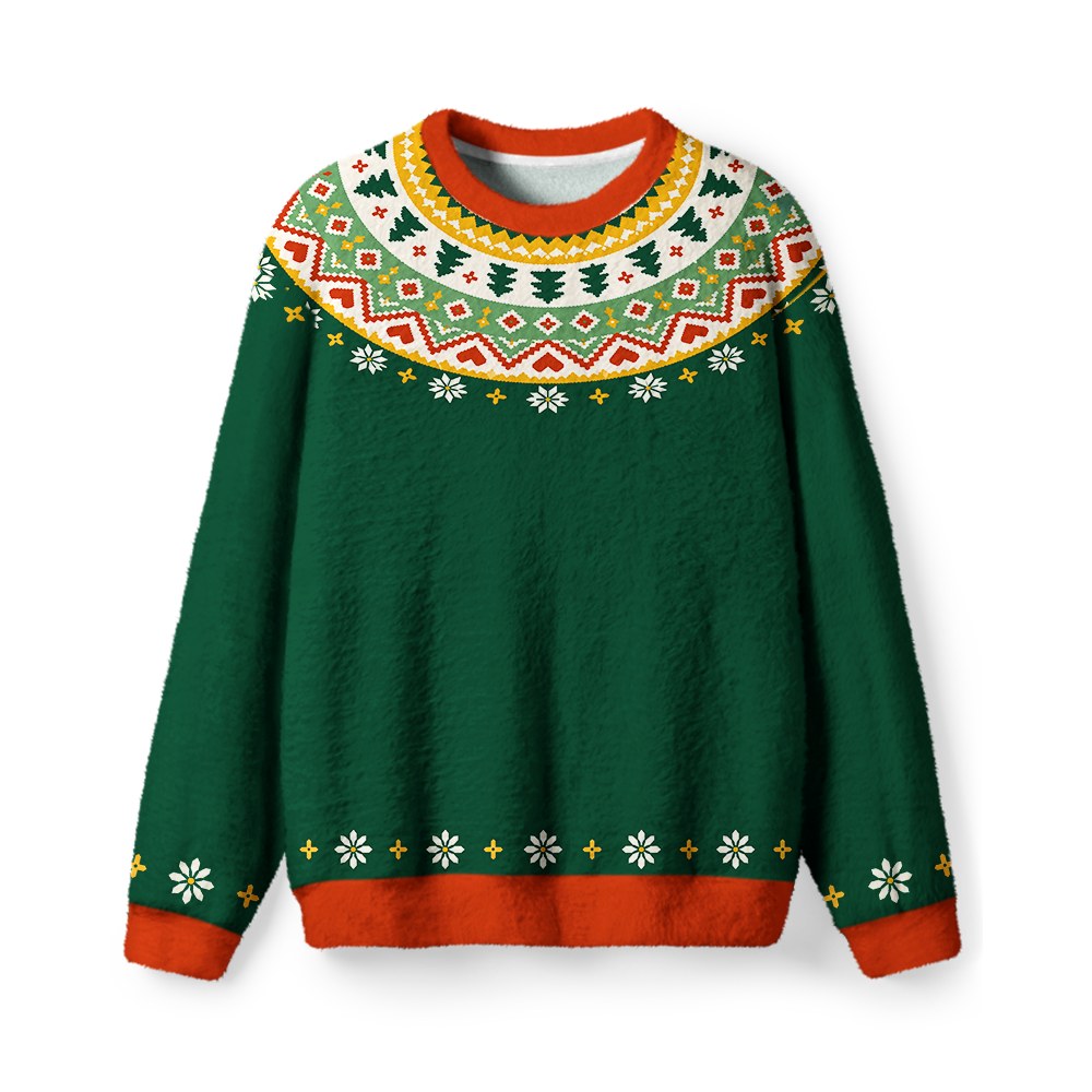 Vintage 1970s Evergreen Heart Christmas Sweater