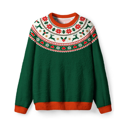 Vintage 1960s Reindeer Holly Christmas Sweater