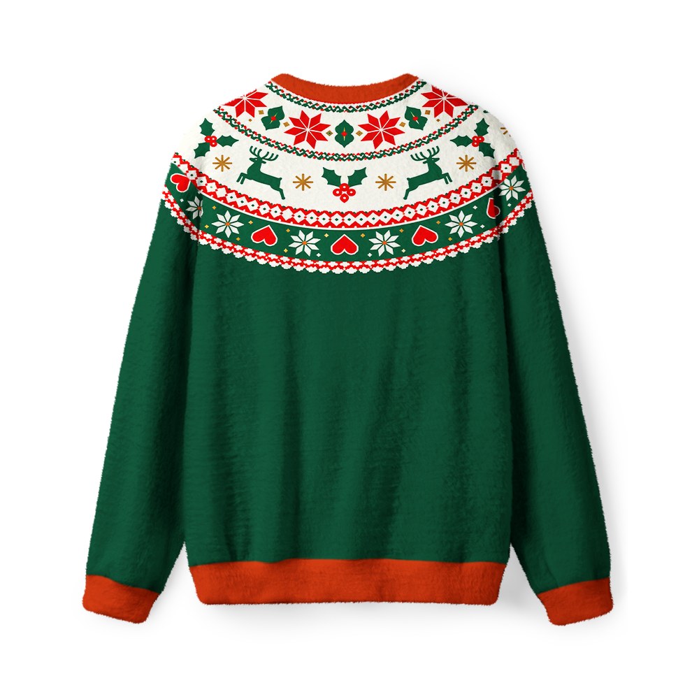 Vintage 1960s Reindeer Holly Christmas Sweater - back